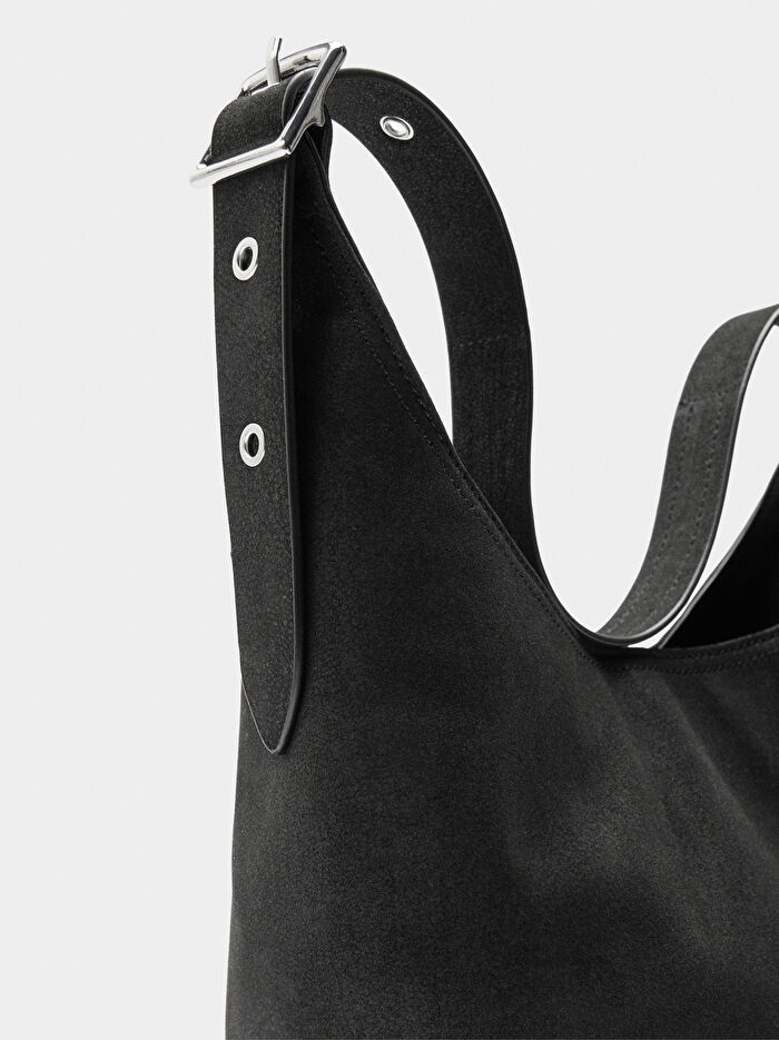 Deri Efektli Omuz Çantası