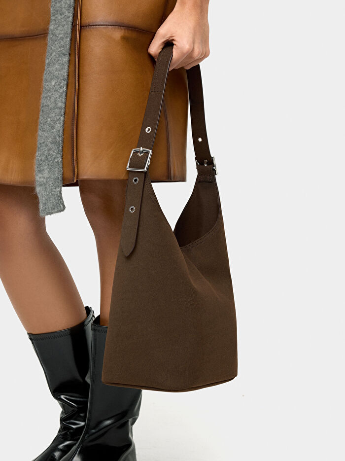 Deri Efektli Omuz Çantası