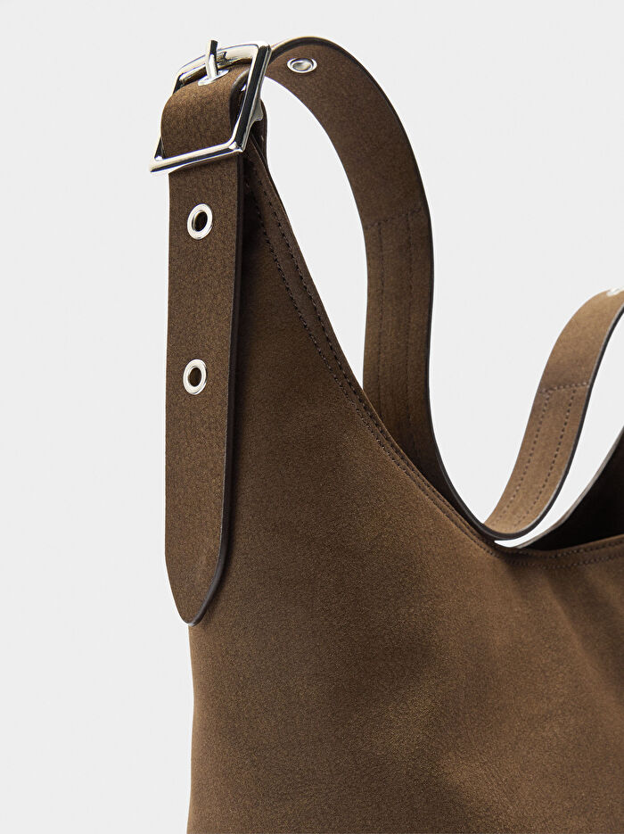 Deri Efektli Omuz Çantası