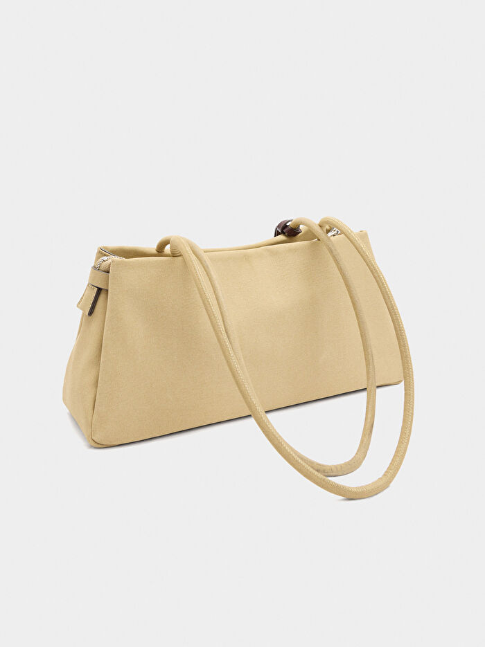 Deri Efektli Charmlı Omuz Çantası