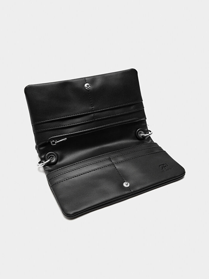 Deri Efektli Askılı Cüzdan