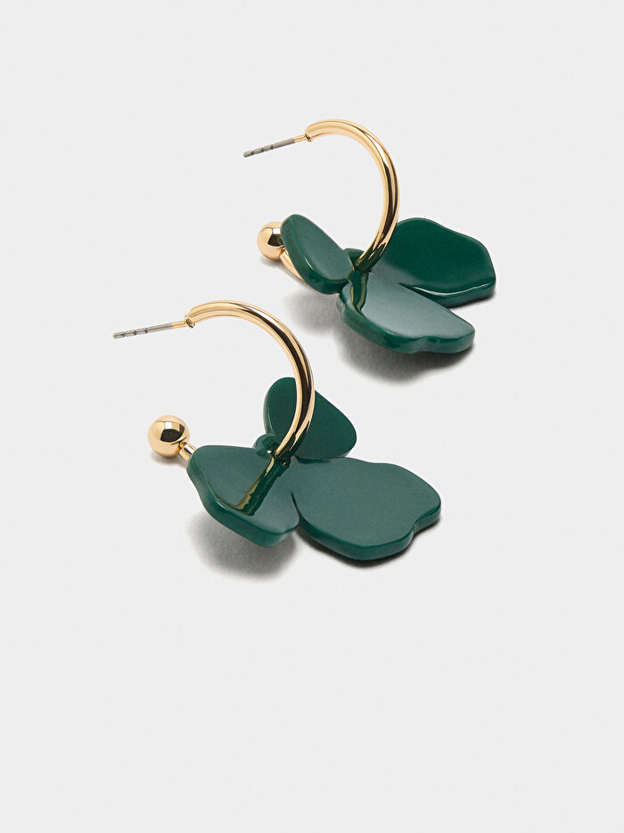 Çiçekli Halka Küpe