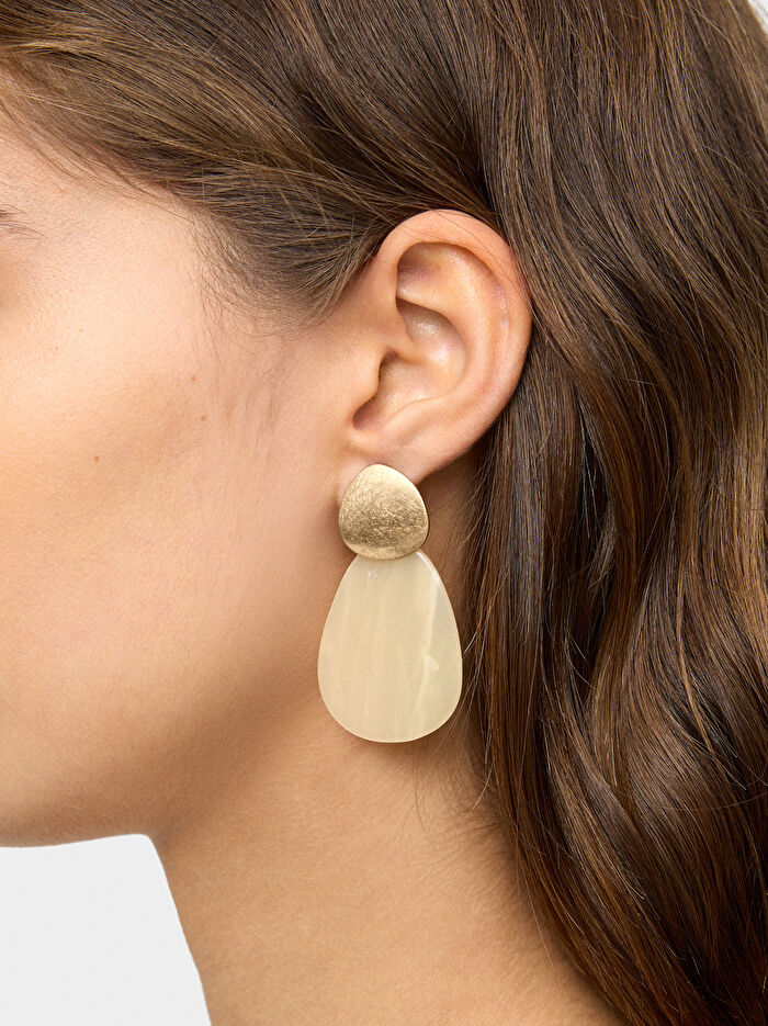 İnci Çiçekli Uzun Küpe