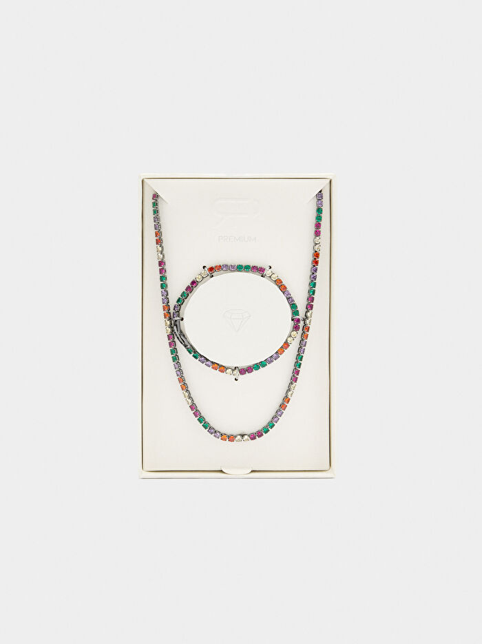 Zirkonya Taşlı Kolye ve Bileklik Seti