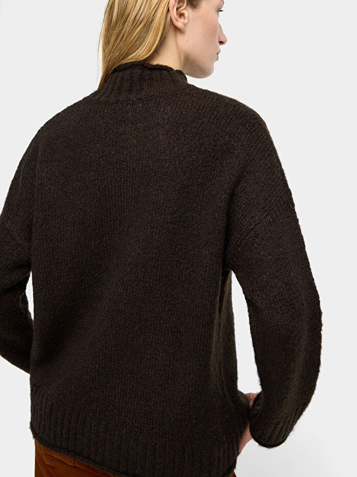 Düğme Detaylı Örme Kazak