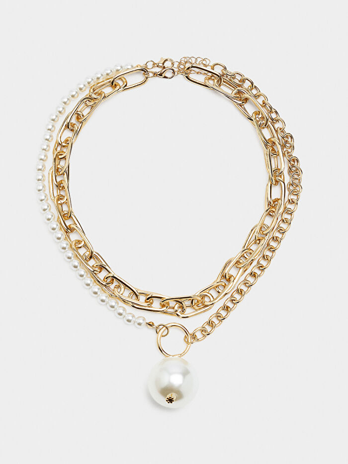 Bağlantılı ve İnci Kolye Seti