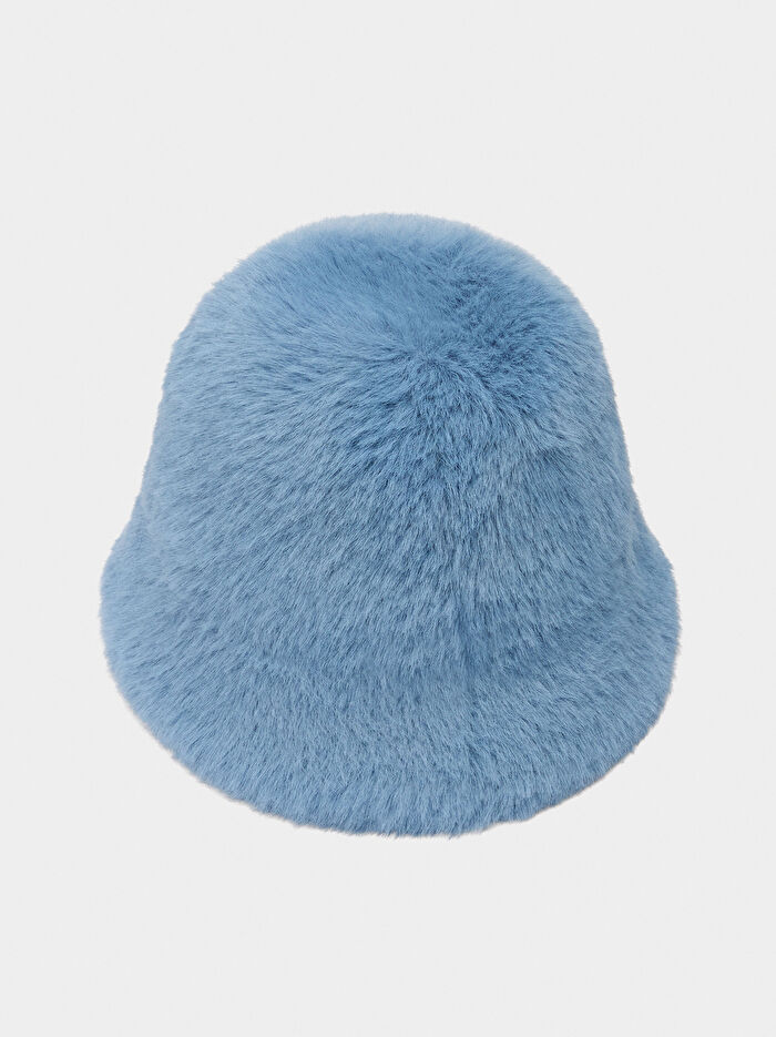 Kürk Efektli Bucket Şapka