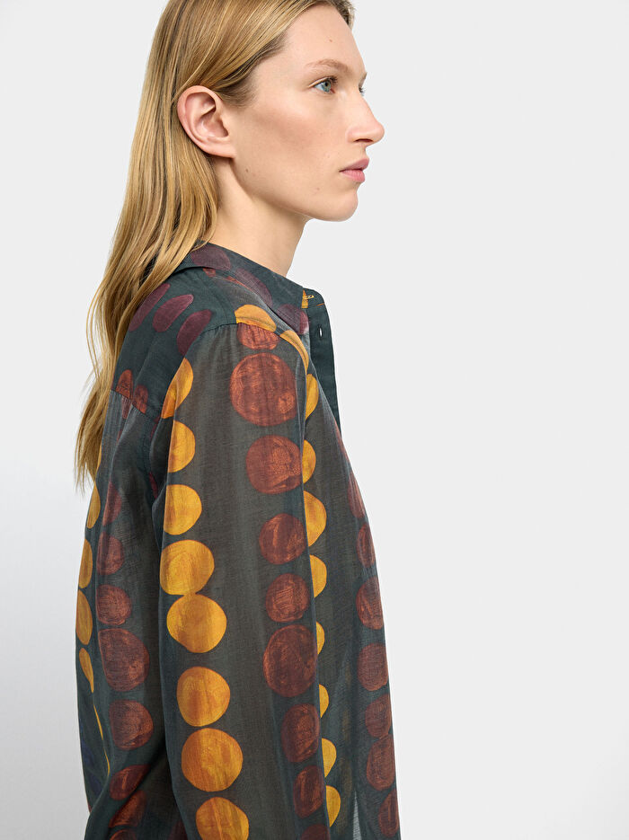 Yarı Transparan Desenli Gömlek