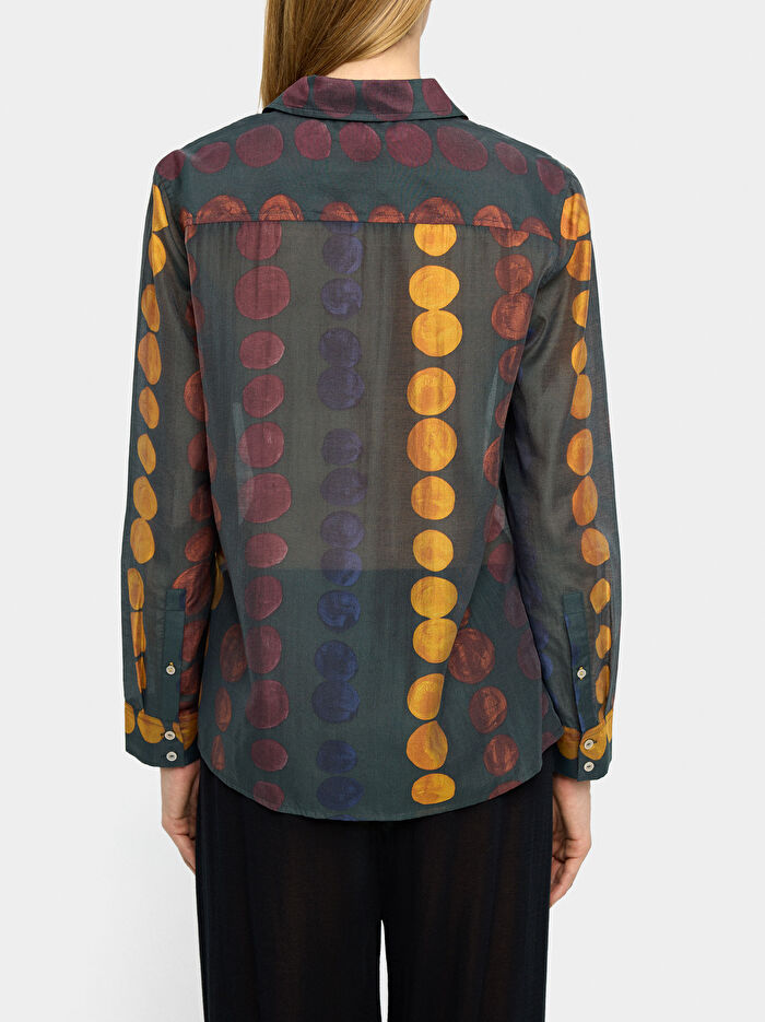 Yarı Transparan Desenli Gömlek