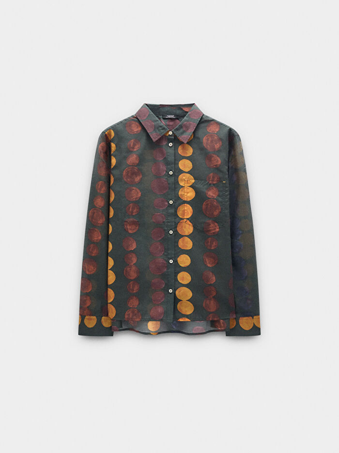 Yarı Transparan Desenli Gömlek