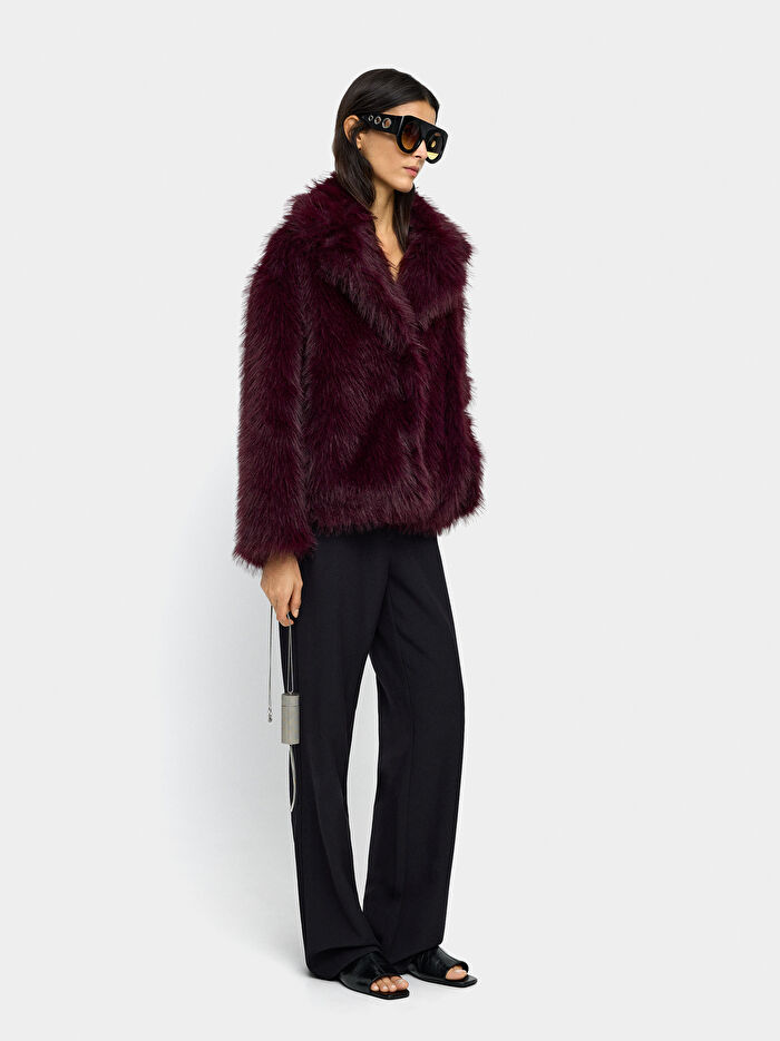 Kürk Efektli Hacimli Mont