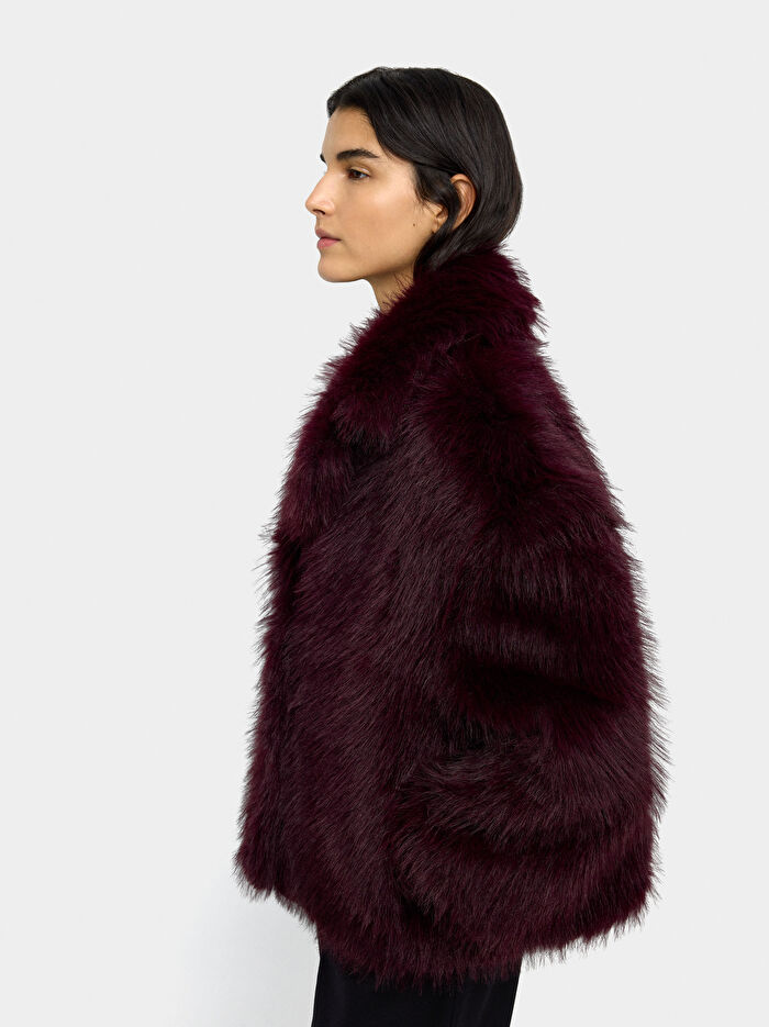 Kürk Efektli Hacimli Mont