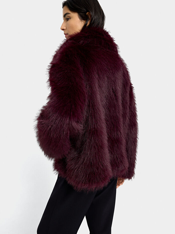 Kürk Efektli Hacimli Mont