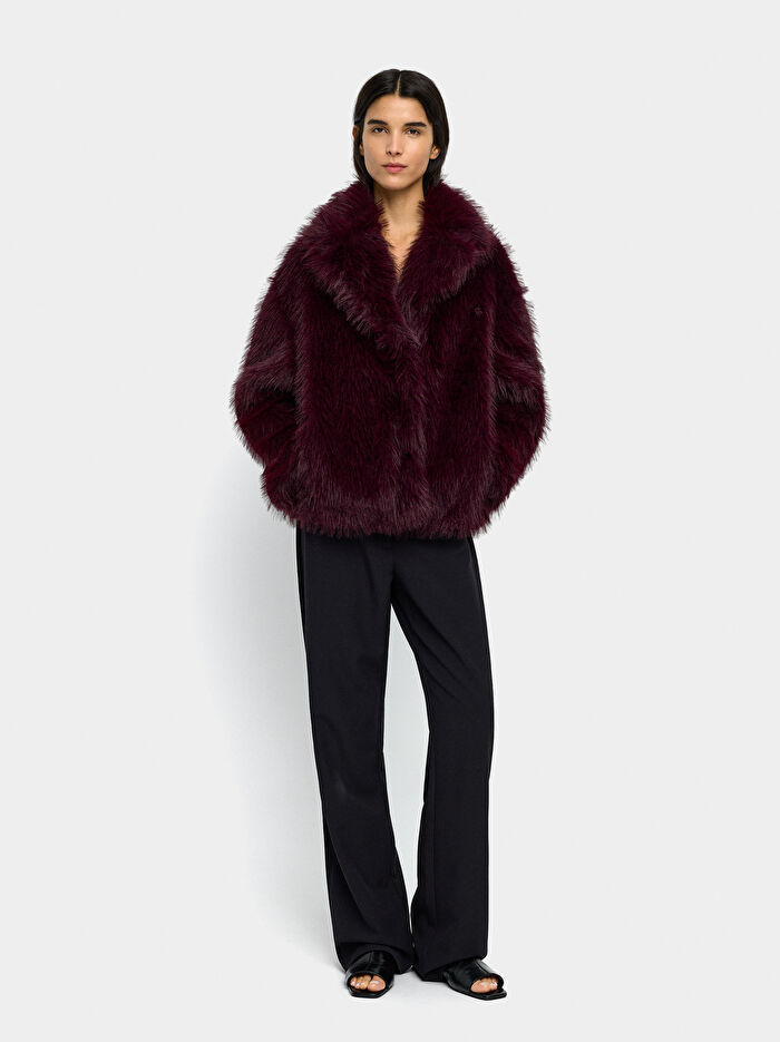 Kürk Efektli Hacimli Mont