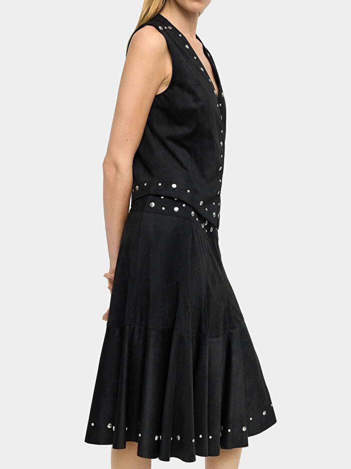 Zımba Detaylı Midi Etek