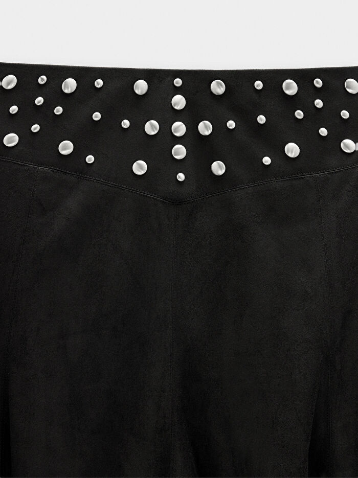 Zımba Detaylı Midi Etek