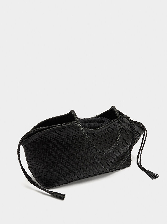 Örgülü Deri Shopper Çanta