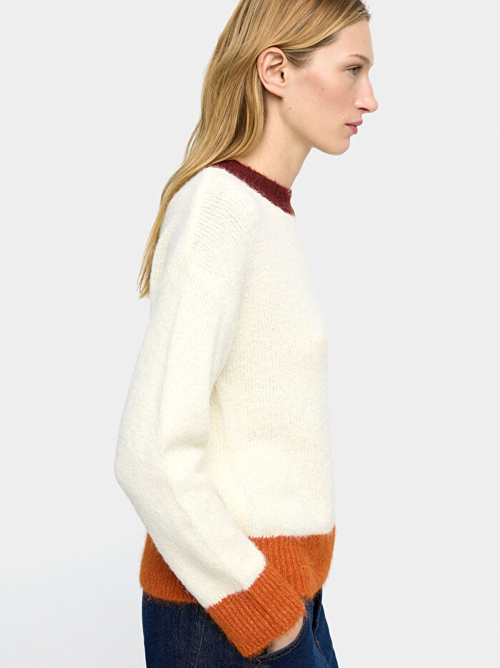 Kontrast Kenarlı Örme Kazak