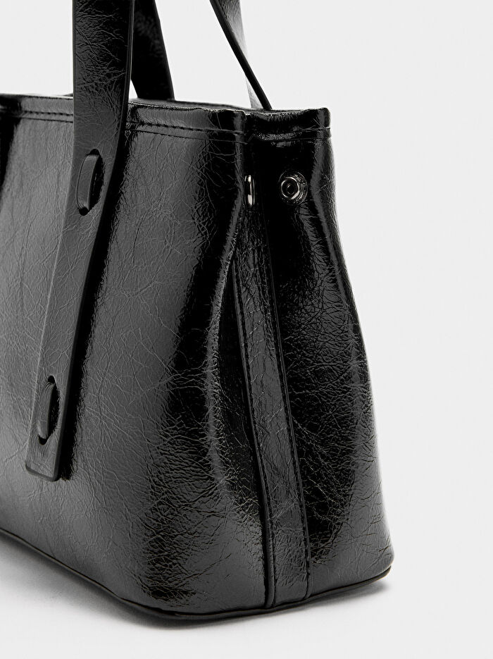 Çatlak Efektli Tote Çanta