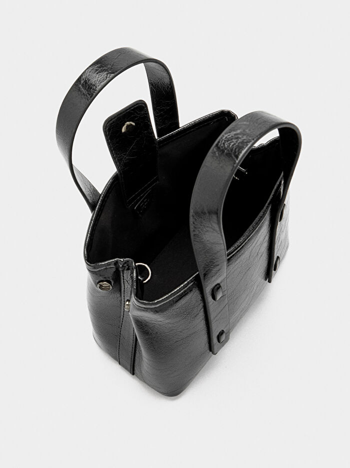 Çatlak Efektli Tote Çanta