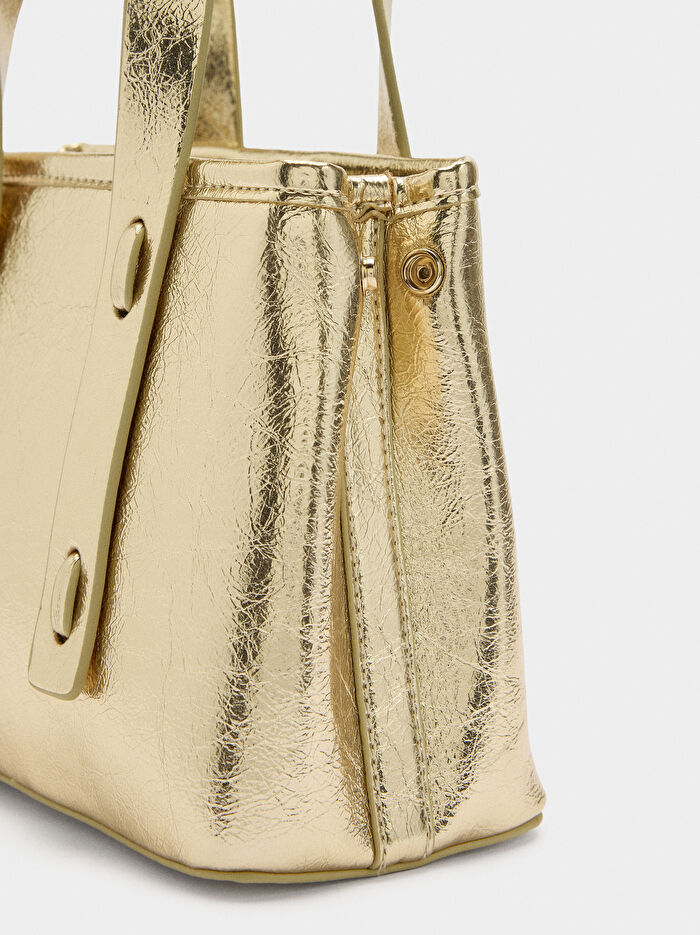 Çatlak Efektli Tote Çanta