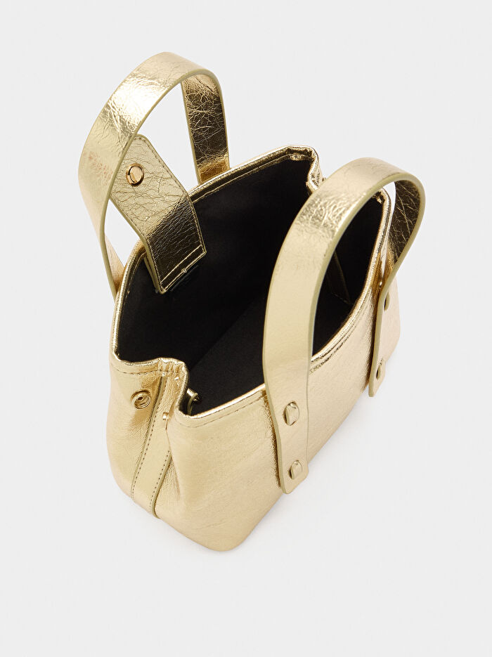 Çatlak Efektli Tote Çanta