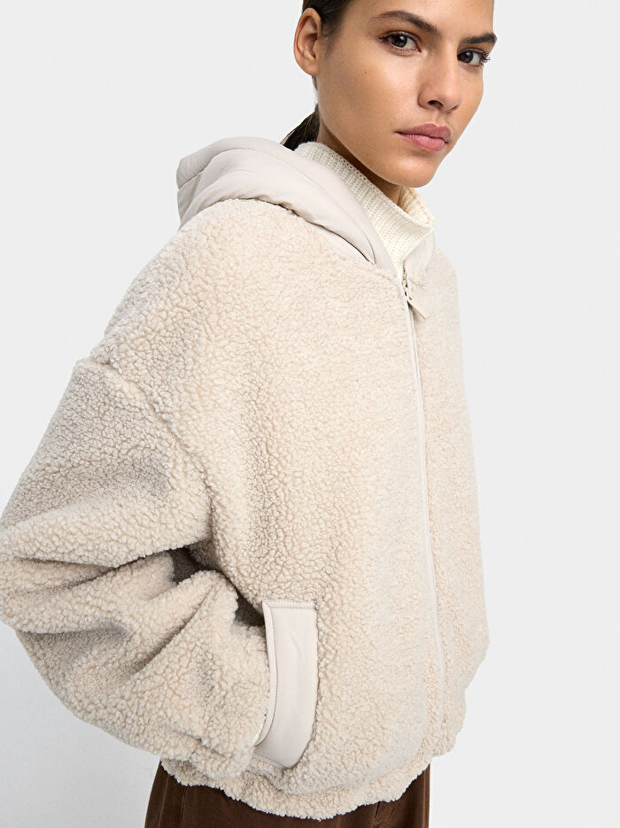 Kapüşonlu Sherpa Etkili Ceket