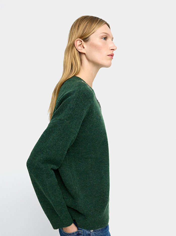 Kristal Detaylı Örme Kazak