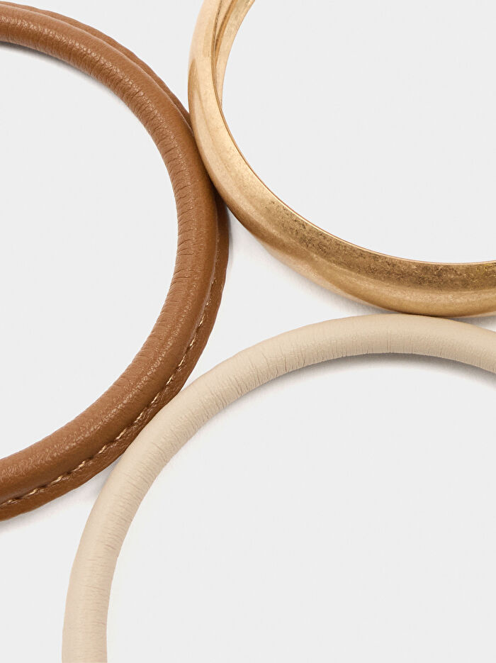 Deri Efektli Bileklik Seti