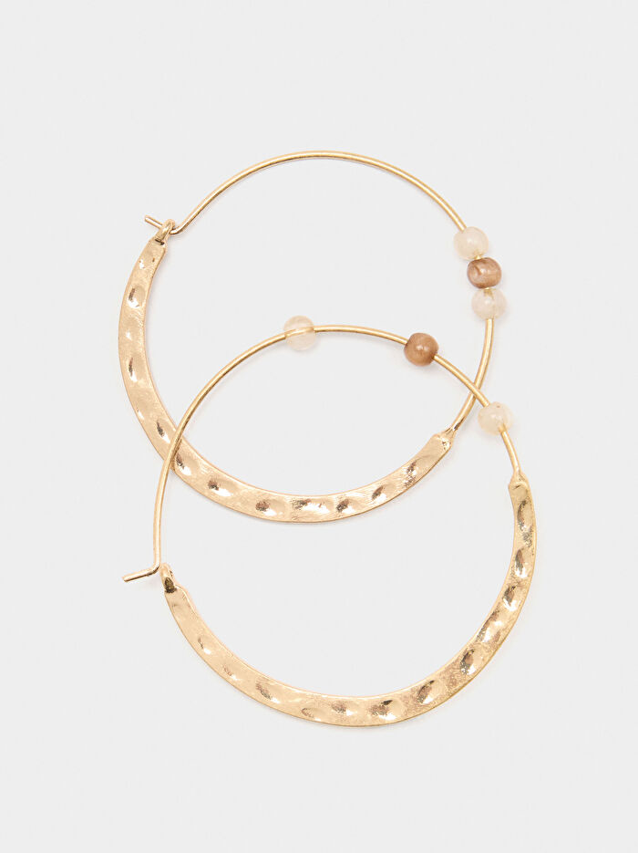 Boncuklu Düz Halka Küpe