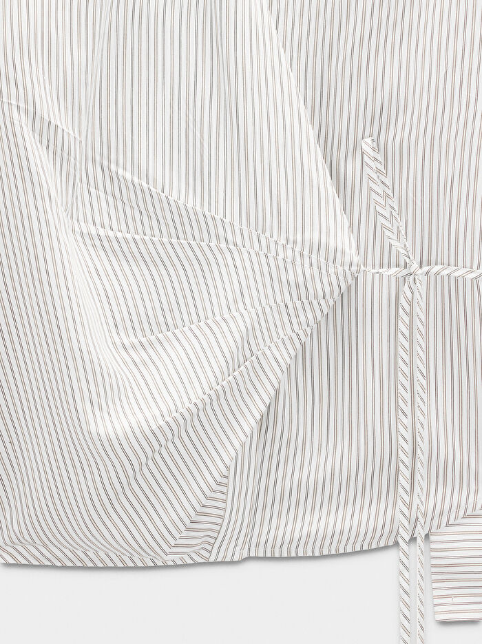 Drape Detaylı Çizgili Gömlek