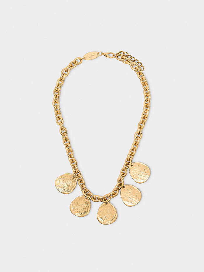 Oval Sarkıt Zincirli Kısa Kolye