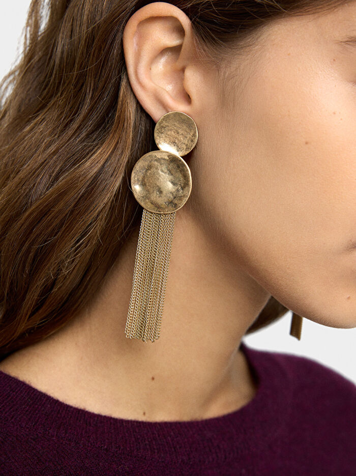 Zincirli Uzun Yuvarlak Küpe