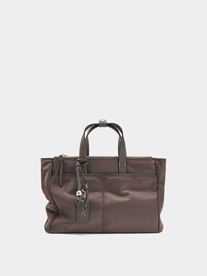 Teknik Kumaş Çapraz Askılı Tote Çanta