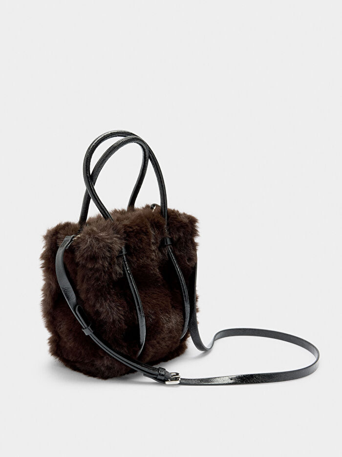 Kürk Efektli Tote Çanta