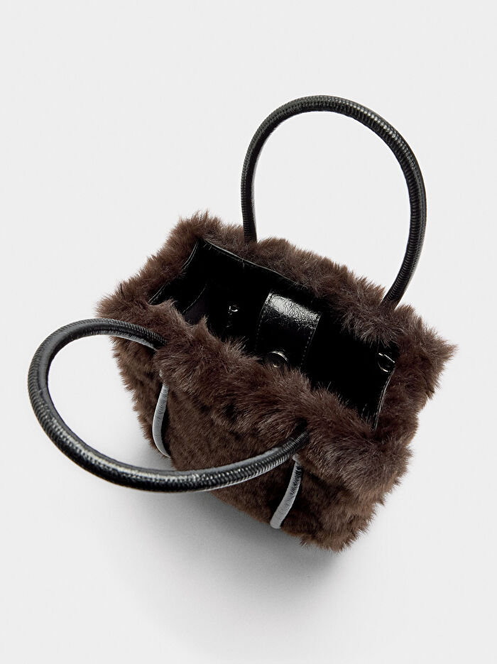 Kürk Efektli Tote Çanta