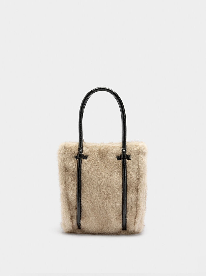 Kürk Efektli Tote Çanta