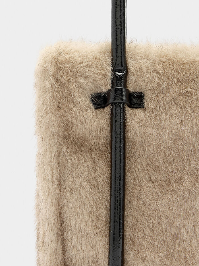 Kürk Efektli Tote Çanta