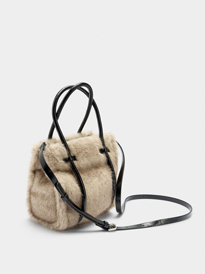 Kürk Efektli Tote Çanta