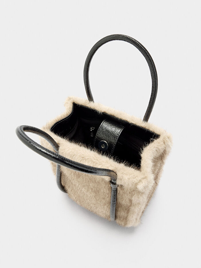 Kürk Efektli Tote Çanta