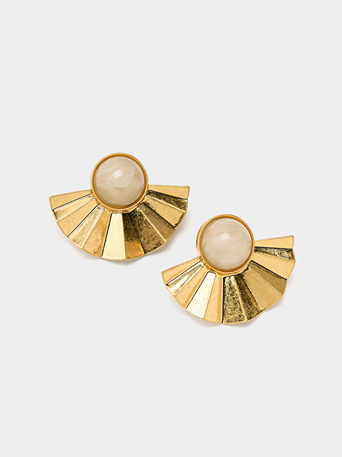 Resin Detaylı Yelpaze Küpe