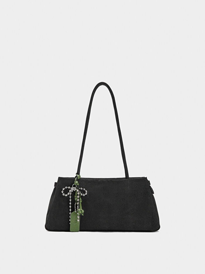 Deri Efektli Charmlı Omuz Çantası