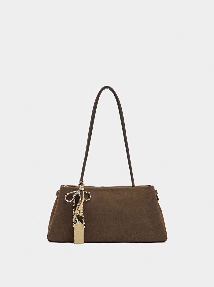 Deri Efektli Charmlı Omuz Çantası