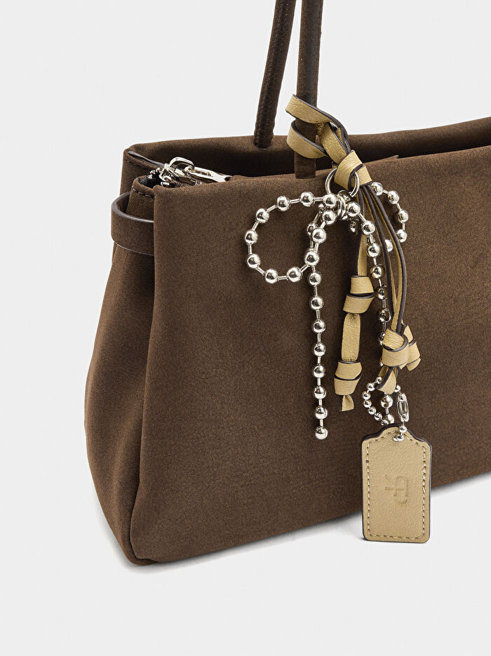 Deri Efektli Charmlı Omuz Çantası