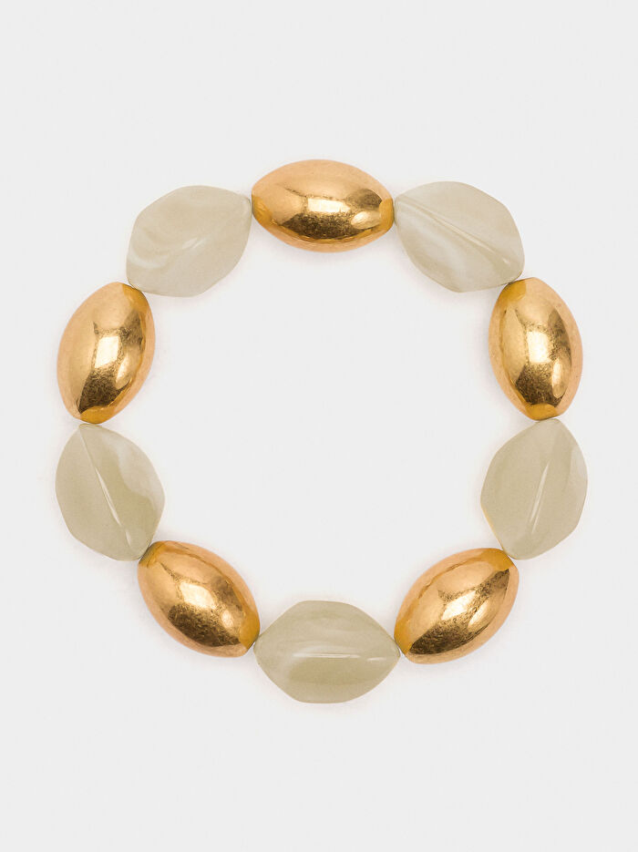 Oval Boncuklu Elastik Bileklik