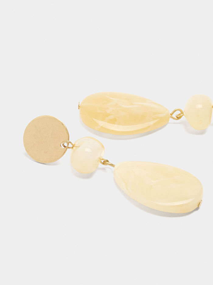 Taş Efektli Uzun Küpe