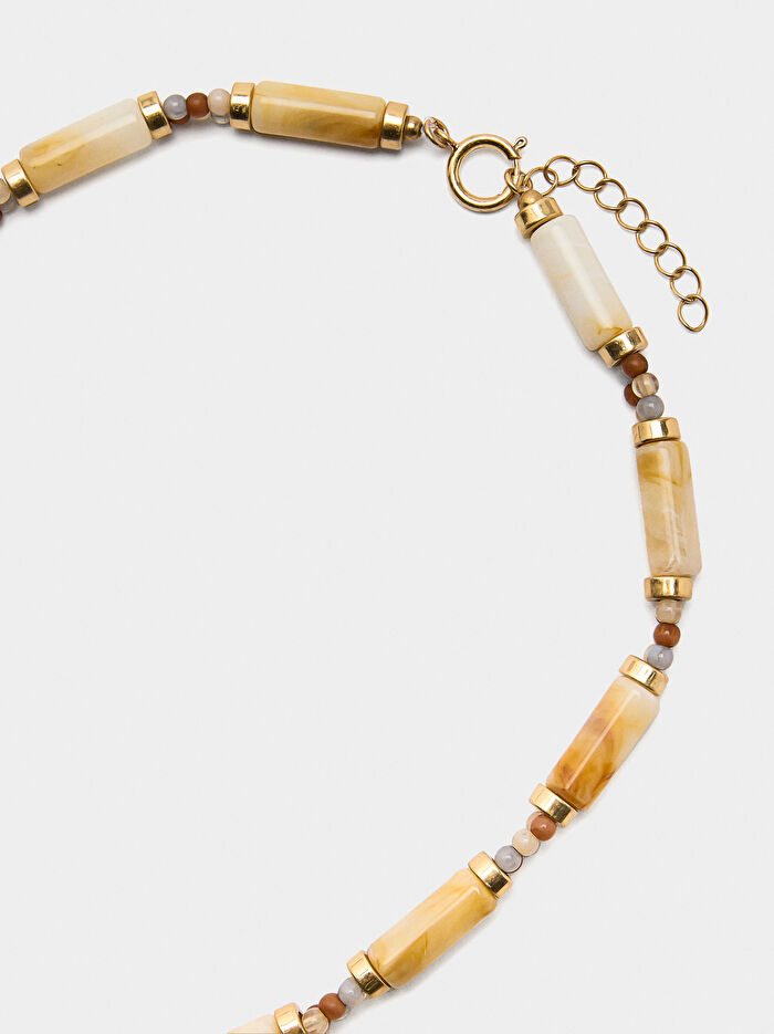 Taş Efektli Kısa Parçalı Kolye