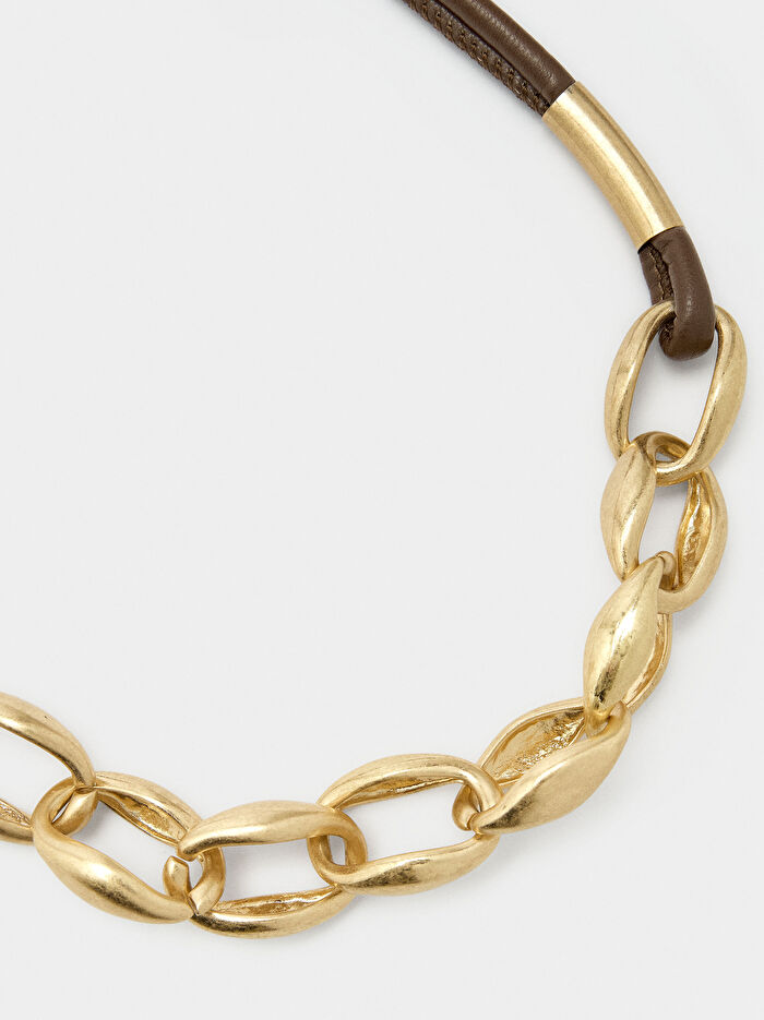 Kordonlu Kısa Zincir Kolye