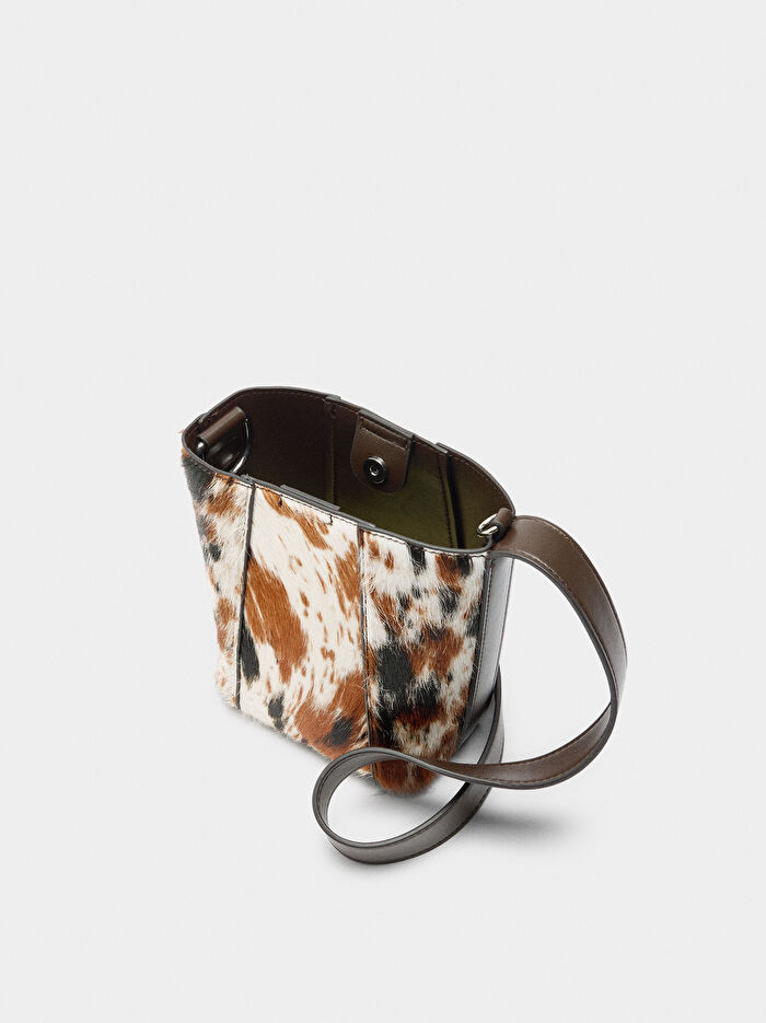 Deri Detaylı Bucket Çanta