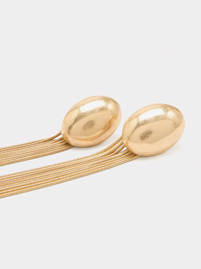 Metalik Sarkıtlı Uzun Küpe